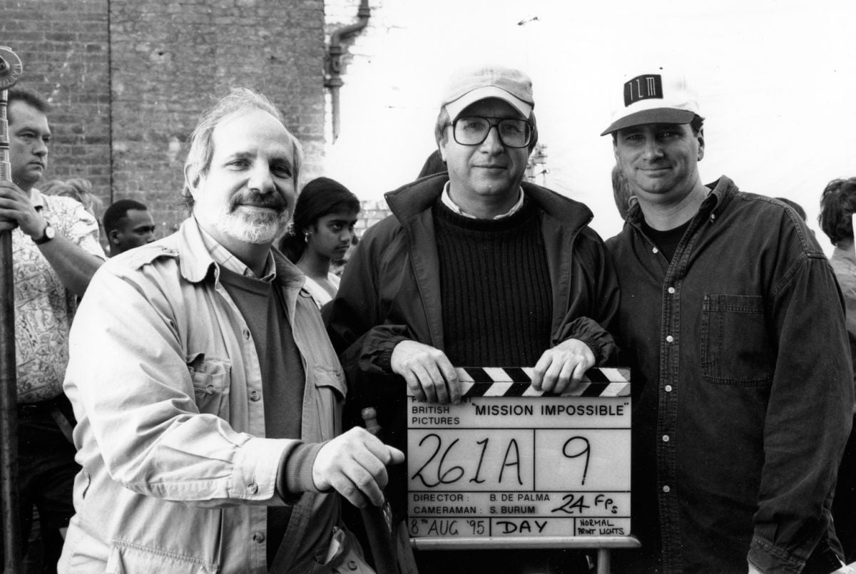 Director Brian De Palma, cinematographer Stephen H. Burum and first AD Chris Soldo.