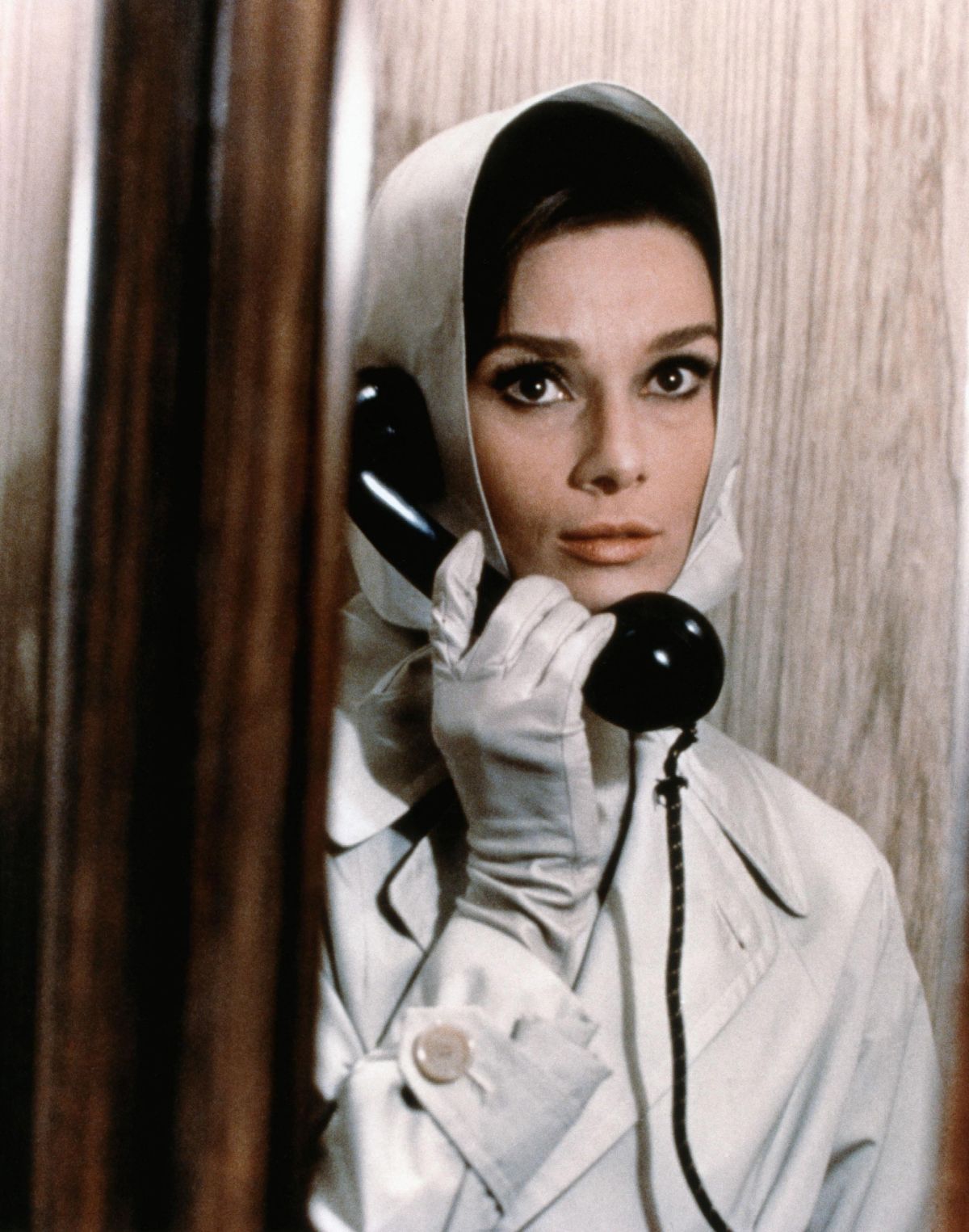 This is a promotional still with Hepburn in the aforementioned phone booth.