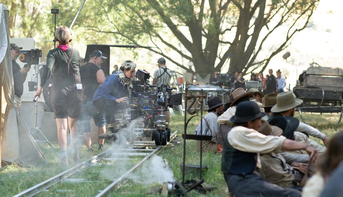 At the camera, Wegner sets a shot.