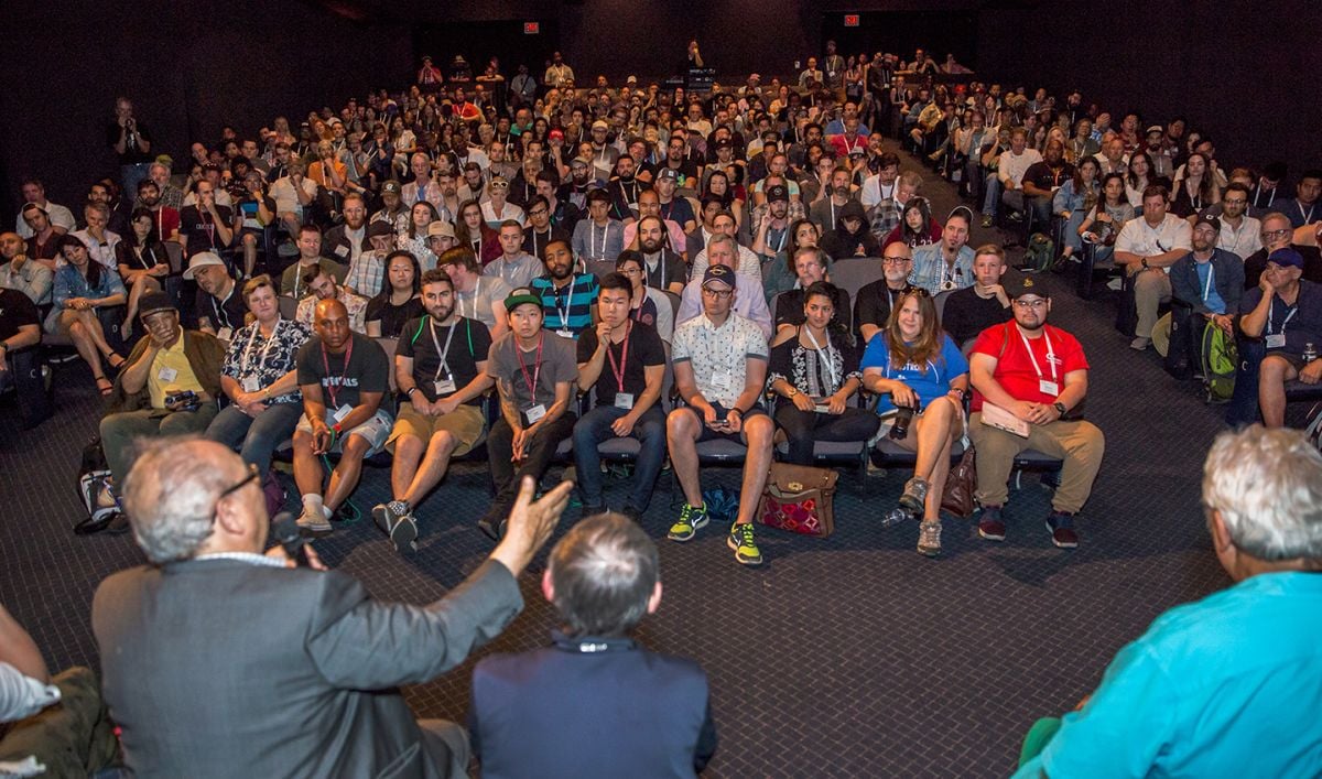 An SRO crowd fills the Sherry Lansing Theater on the Paramount Studios lot for a “Dialogue with ASC Cinematographers” event held during Cine Gear Expo in 2018. (Photo by George Sandoval)