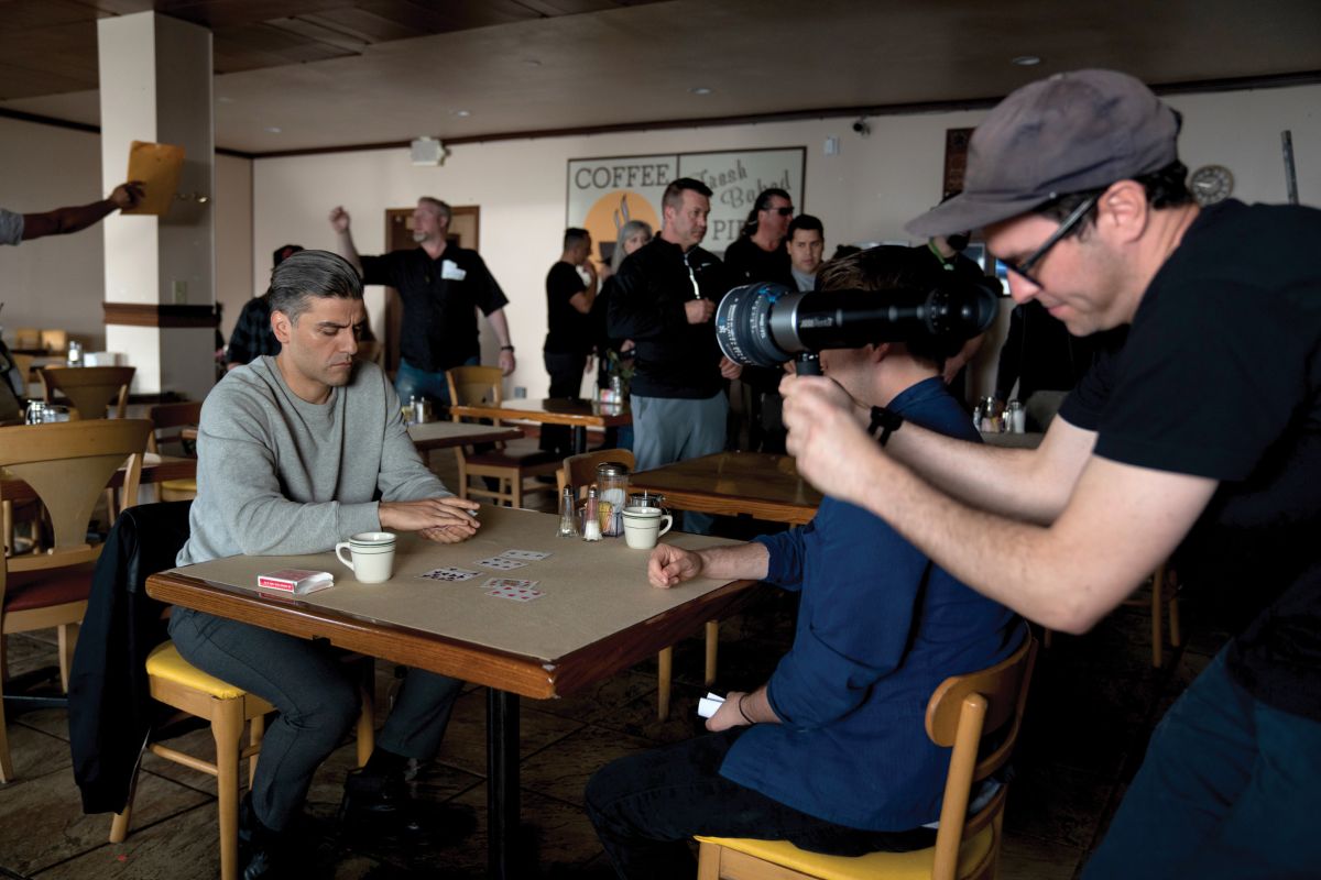 The filmmakers prepare for an intense scene with Isaac and actor Tye Sheridan.