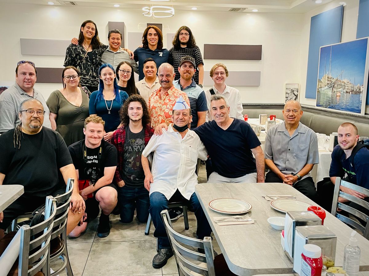 In honor of longtime committee chair George Spiro Dibie, ASC, Society members participated in an Education & Outreach luncheon held at Carnival Restaurant in Sherman Oaks, Calif. The Lebanese eatery was one of Dibie’s favorite meetup spots, and he was well-known there. Participating was current committee co-chair George Mooradian and members Ernest Dickerson, Gregg Heschong, Chris La Fountaine and Steven V. Silver, who met with students from the College of Southern Nevada. They were led by John C. Aliano, program director of the school’s Videography & Film program. The event was sponsored by Nanlux Americas and coordinated by ASC associate member Mark Bender.