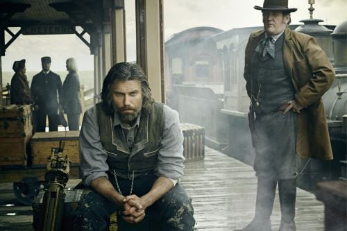 Cullen Bohannon (Anson Mount, left) and Thomas “Doc” Durant (Colm Meaney) are key players in HELL ON WHEELS.