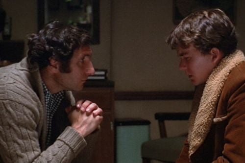 Conrad (Timothy Hutton, right) pays a late-night visit to Dr. Berger (Judd Hirsch) at a critical moment. “The five scenes in this office are the heart of the movie,” notes cinematographer John Bailey.
