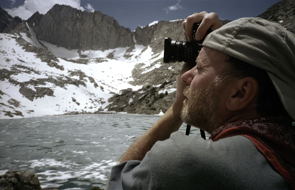 At Sunset Lake in the Sierra Nevada mountains, Lieberman frames up a landscape