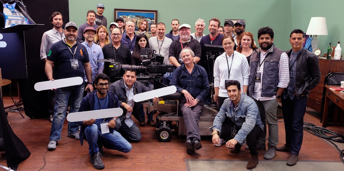 David Darby, ASC (seated on dolly) poses with his class at the Mole Stage.