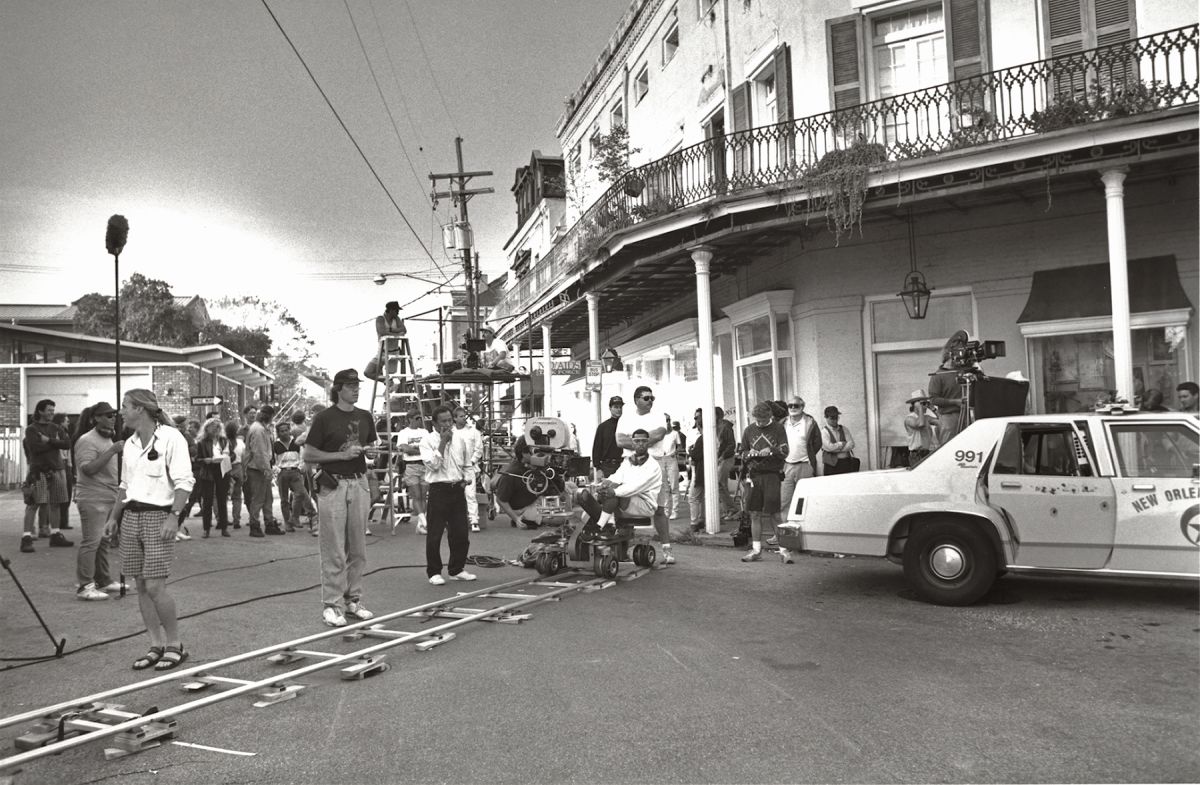 On location in New Orleans setting up a tracking shot for Hard Target.