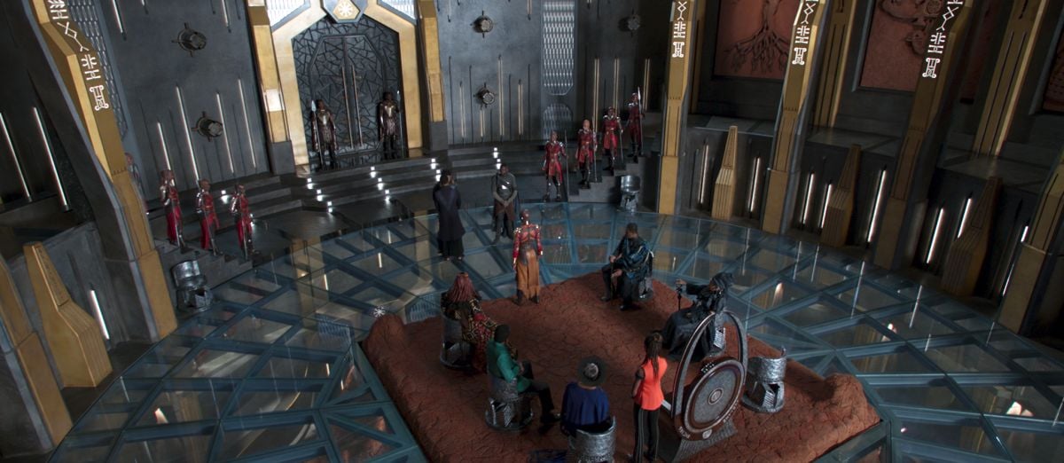 The Wakandan High Council chamber.