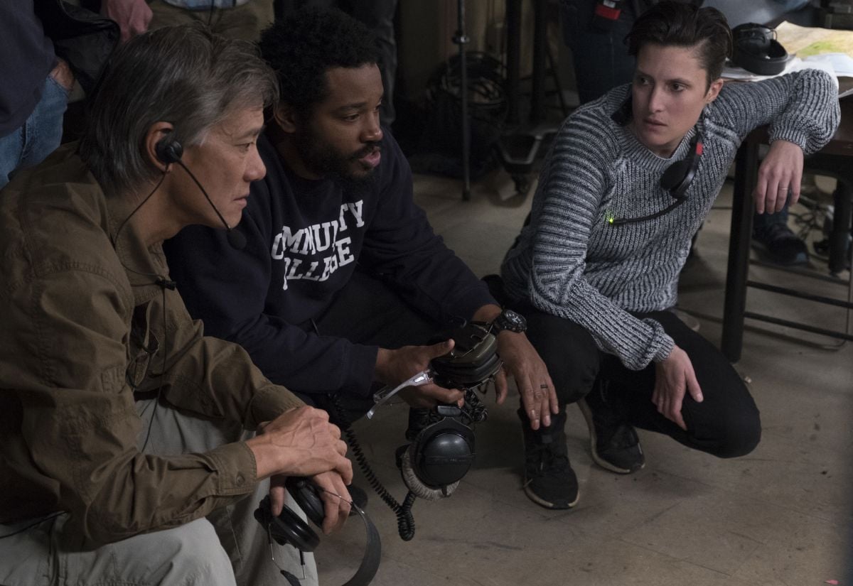 Camera operator P. Scott Sakamoto, director Ryan Coogler, and Morrison discuss a scene.