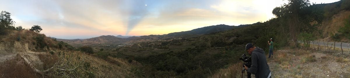 Catching an establishing sunset shot in Mexico.