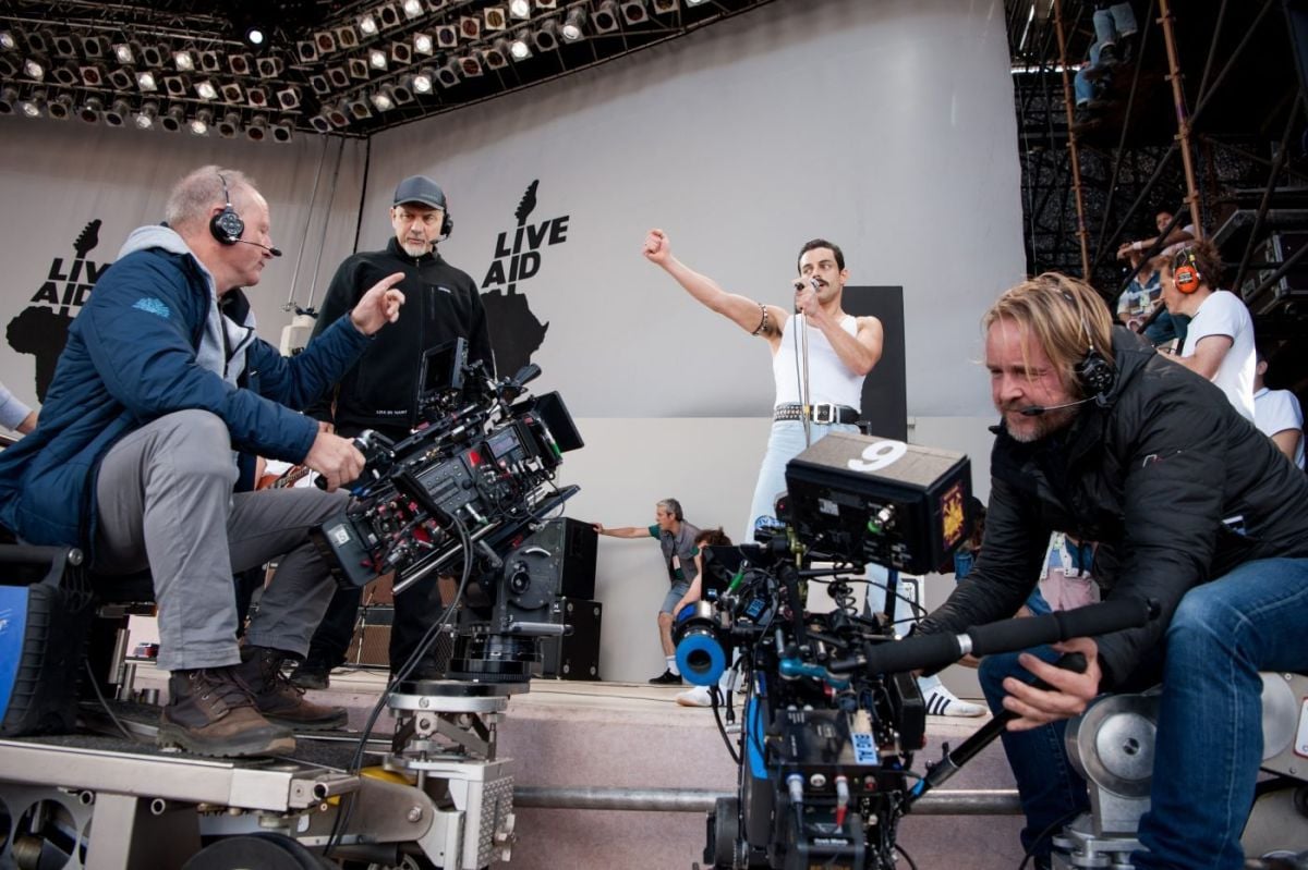 Sigel and his operators set up on Malek while shooting the Live Aid sequence.