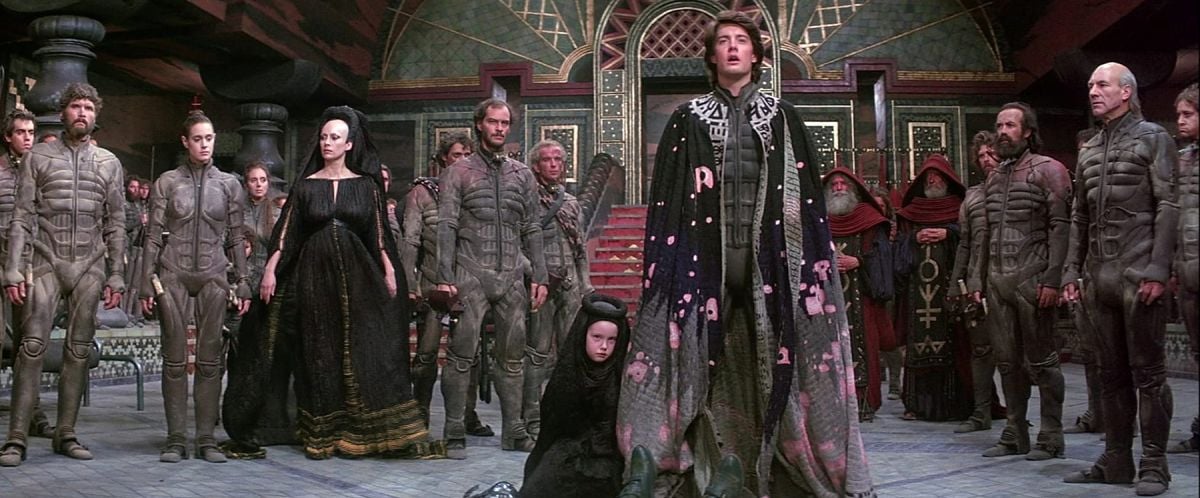 Messianic hero Paul Atreides (Kyle MacLachlan) takes his rightful place as Freman leader Muad'Dib in Dune (1984).