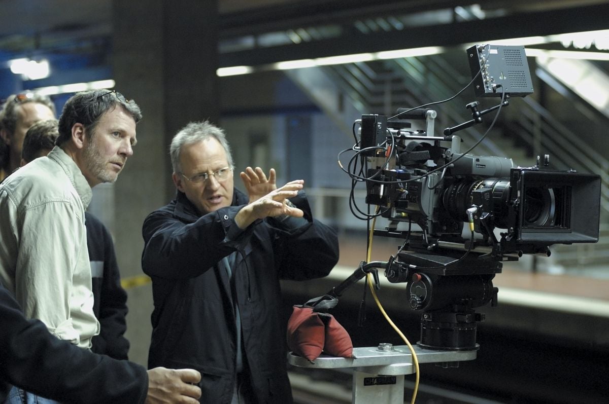 Beebe and Mann work out the details of an upcoming shot in an L.A. subway station.