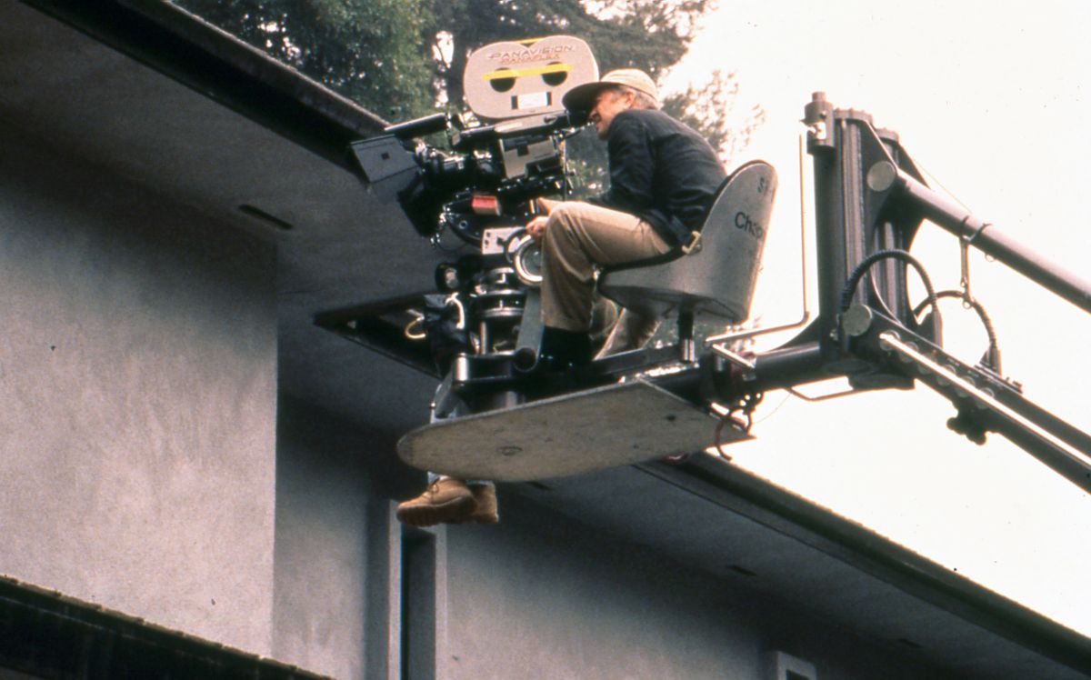 Lynch takes a turn at the eyepiece while planning a crane shot.