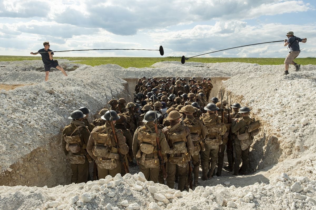 The filmmakers run through a scene of British soldiers massing in preparation for an attack.