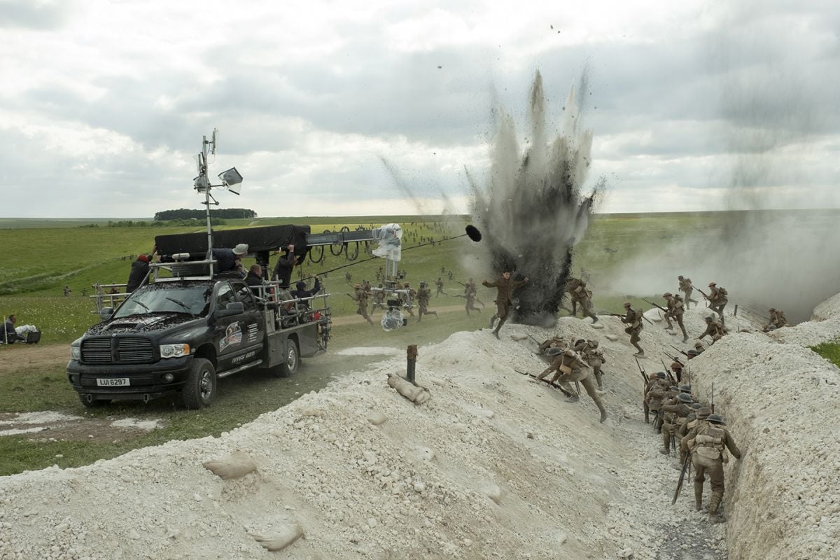 A Technocrane on a tracking vehicle captures a piece of the action.