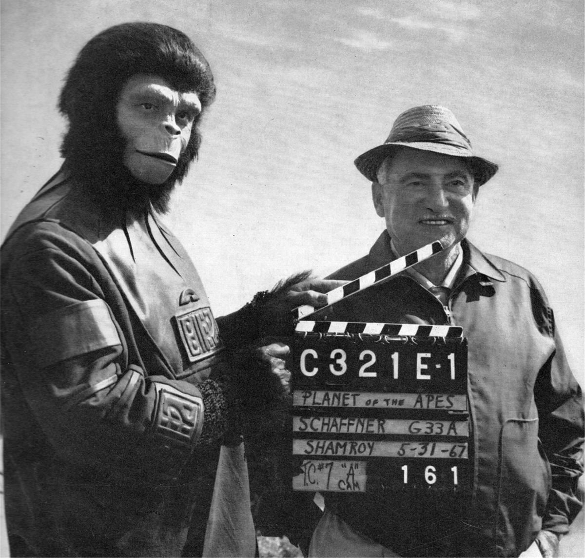 On the set of Planet of the Apes (1968) — one of his last studio features.