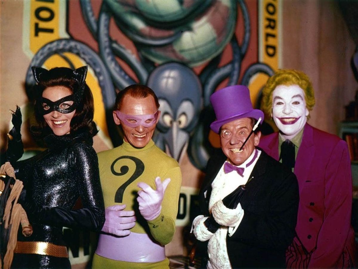 Batman's Rogue Gallery: From left, Catwoman (Lee Meriwether), The Riddler (Frank Gorshin), The Penguin (Burgess Meredith) and Cesar Romero as the Joker.