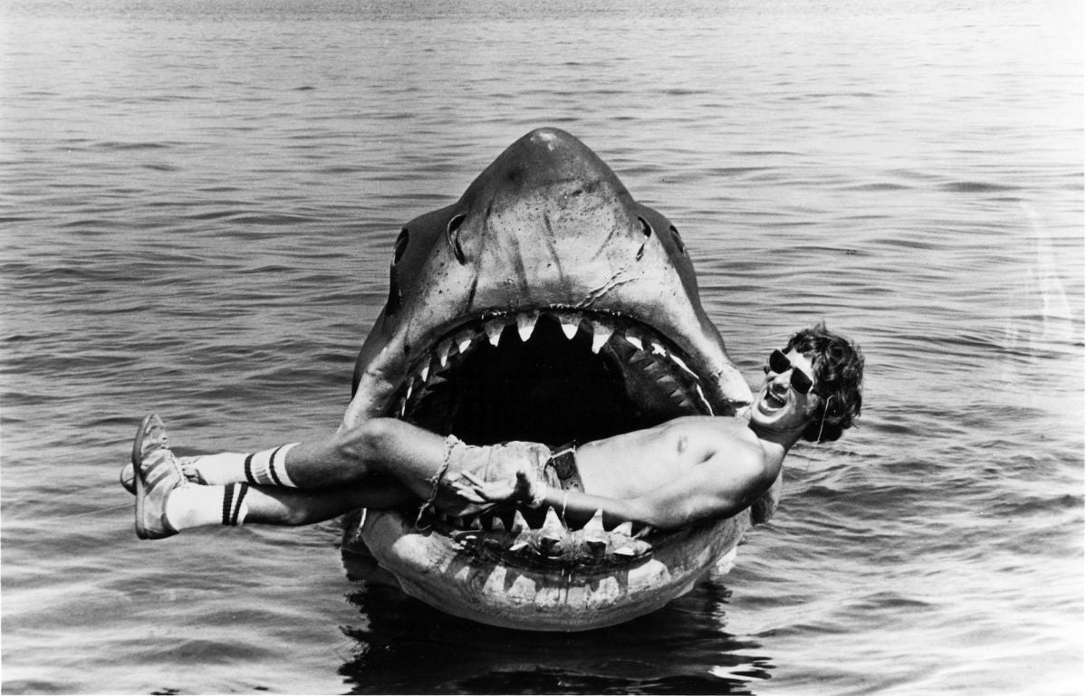 Director Steven Spielberg and his temperamental star, Bruce the Shark.