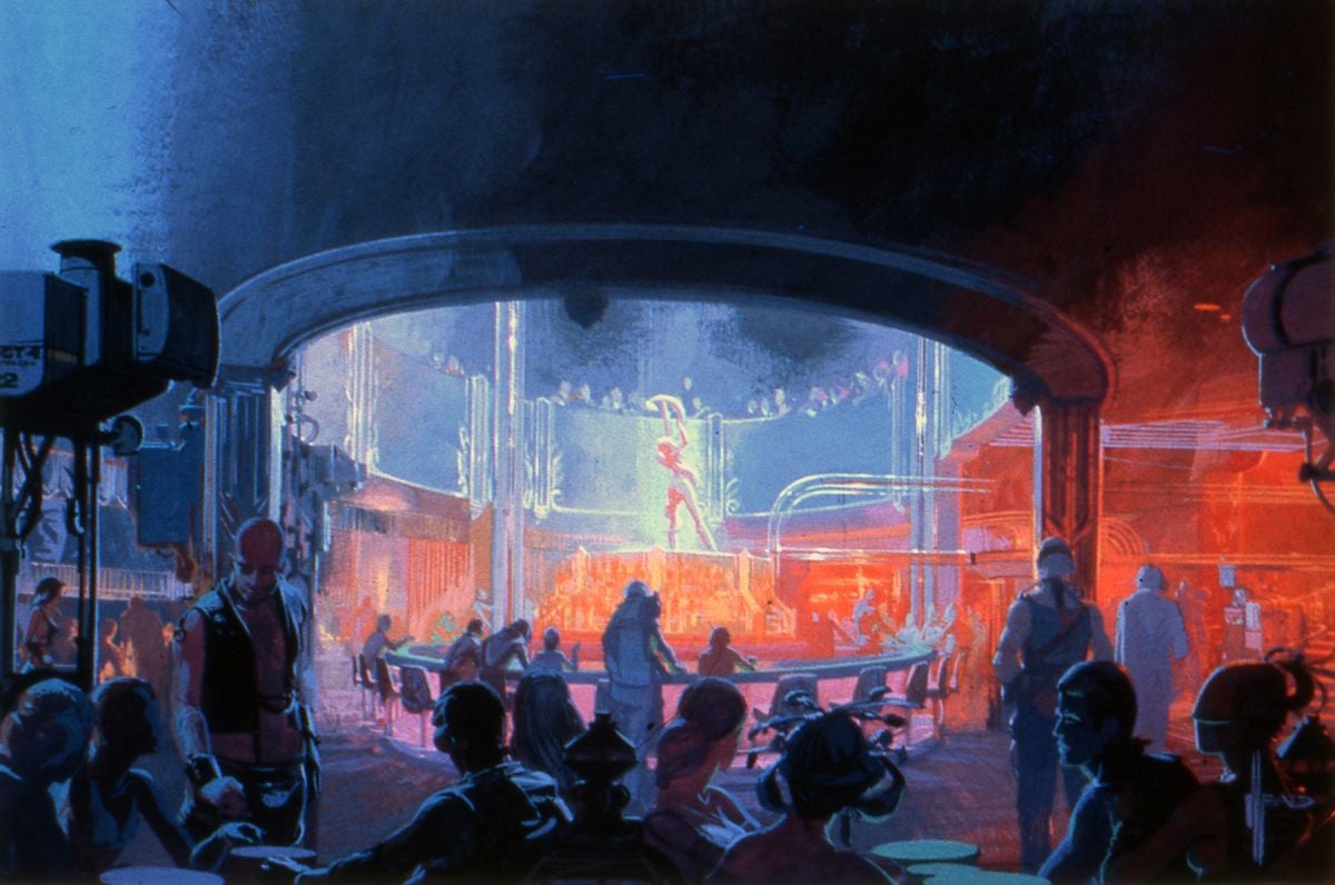 A rendering of the cabaret where Deckard tracks down the replicant Zhora.